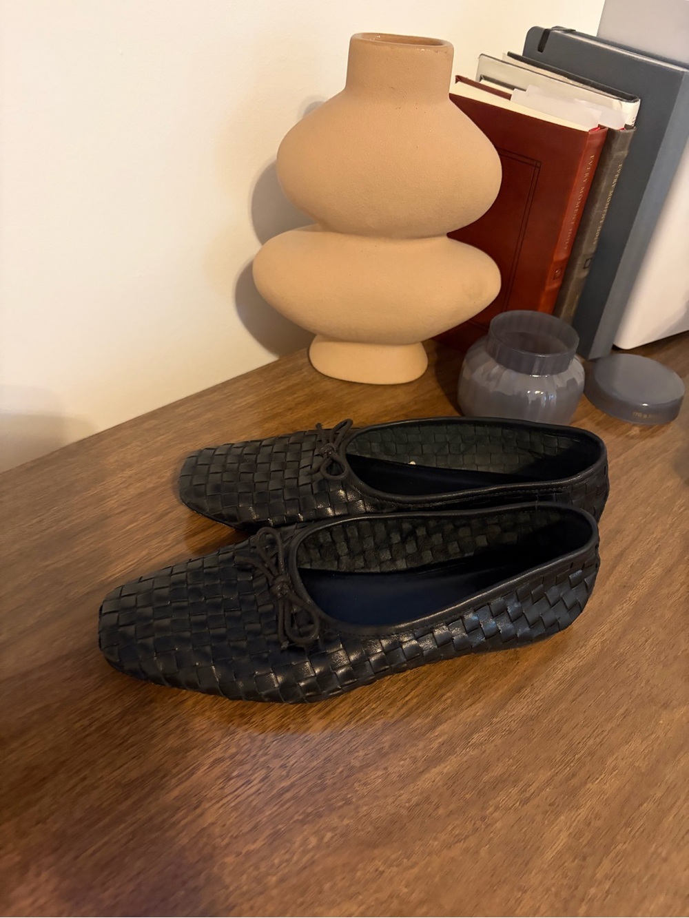Quince Black Woven Leather Ballet Flats - Picture 2 of 4